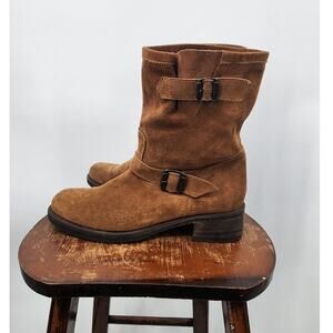 Barney's New York Boots Suede Moto Boots Brown Size 39 9